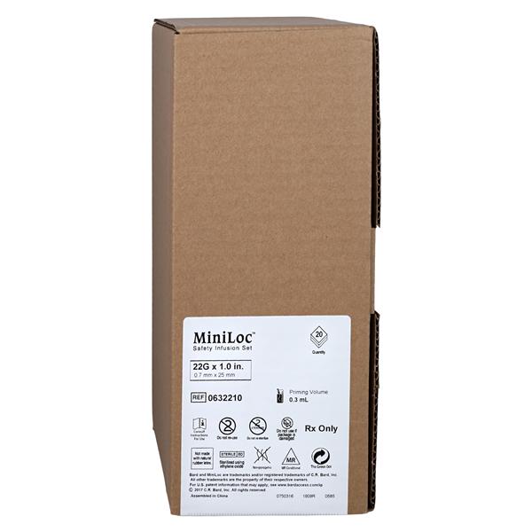 MiniLoc Infusion Set 22gx1" w/o Y-Injection Site 8" 20/Pk