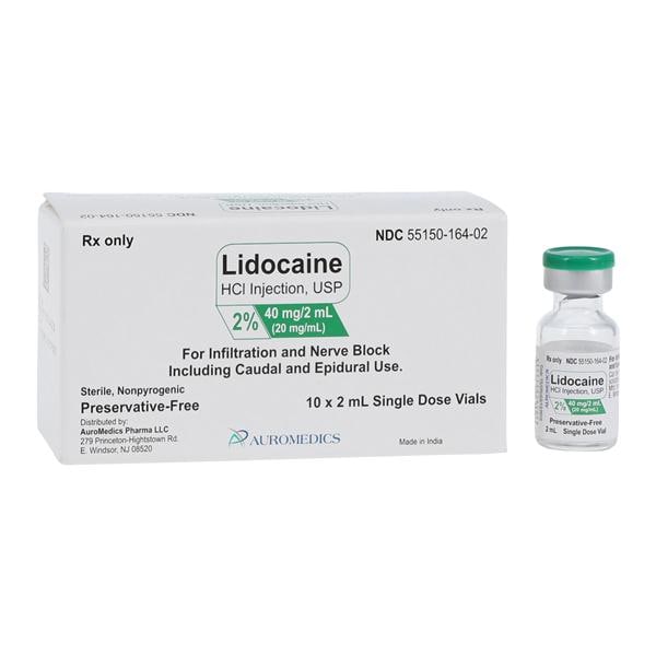 Lidocaine HCl Injection 2% Preservative Free SDV 2mL 10/Package