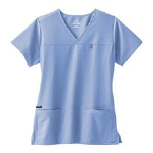Jockey Scrub Shirt V-Neck 4 Pockets Short Sleeves Medium Ceil Blue Womens Ea