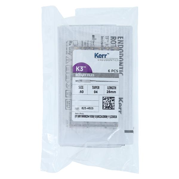 K3 Rotary File 25 mm Size 60 Nickel Titanium Blue 0.04 6/Pk