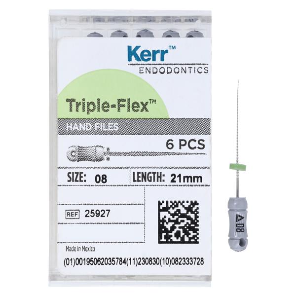Triple-Flex Hand Flex File 21 mm Size 8 Stainless Steel Gray 0.02 6/Bx