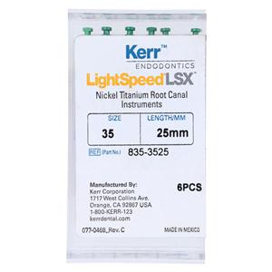LightSpeed LSX Rotary Hand File 25 mm Size 35 Nickel Titanium Green 6/Pk