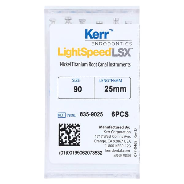 LightSpeed LSX Rotary Hand File 25 mm Size 90 Nickel Titanium White 6/Pk