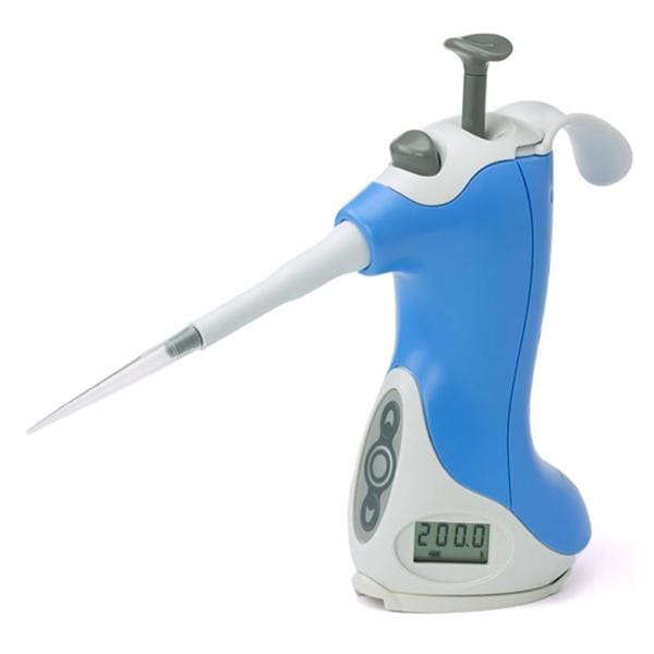 Ovation Quick-Set Adjustable Volume Pipette 20-200uL 0.2uL Increments Blue Ea