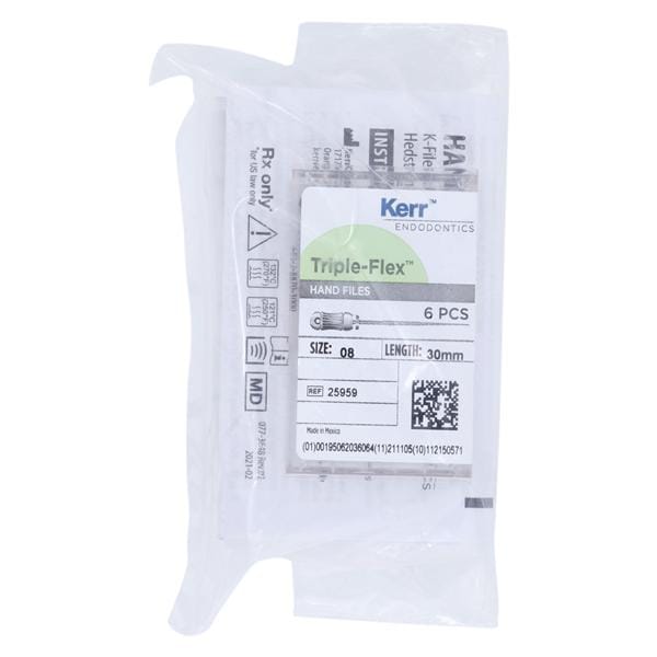 Triple-Flex Hand Flex File 30 mm Size 8 Stainless Steel Gray 0.02 6/Bx