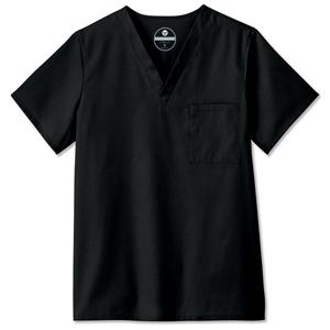 Scrub Shirt V-Neck 1 Pocket Set-In Sleeves 3X Large Black Unisex Ea