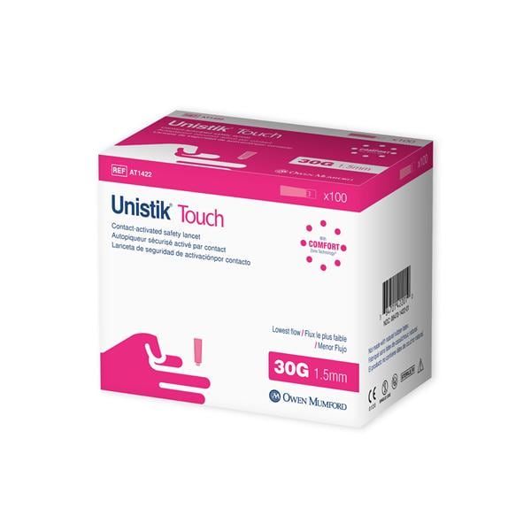Unistik Touch Incision Device Lancet 30gx1.5mm Safety 100/Bx, 40 BX/CA