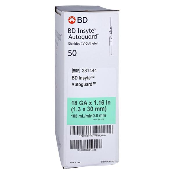 Insyte Autoguard IV Catheter Shielded 18 Gauge 1.16" Green 50/Bx