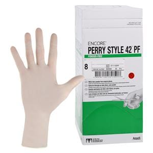 ENCORE Perry Style 42 PF Latex Surgical Gloves 8 Natural 50Pr/Bx