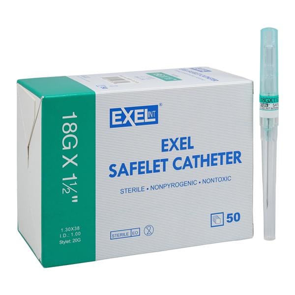 Safelet IV Catheter Safety 18 Gauge 1-1/2" Green 50/Bx, 4 BX/CA