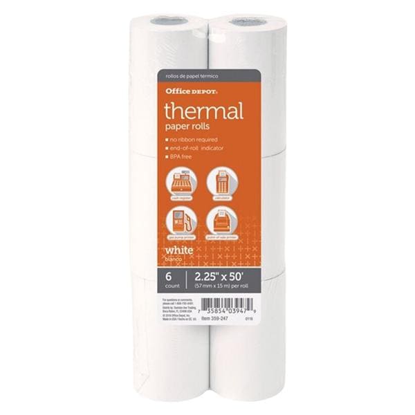 Paper Rolls Thermal 2-1/4x50" White 6/Pk 6/Pk