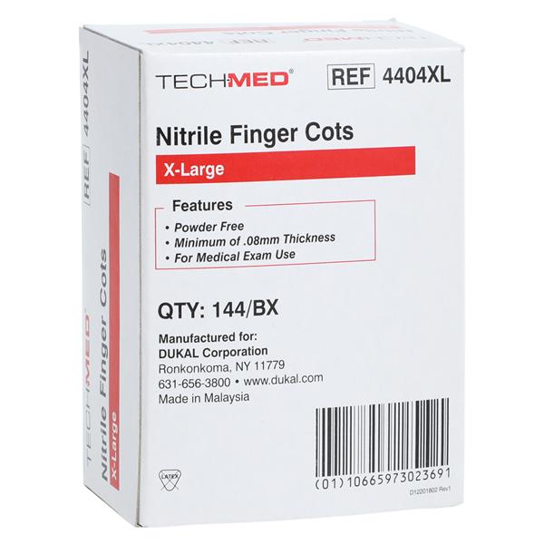 Tech-Med Nitrile Pre-Rolled Finger Cots X-Large White 144/Bx