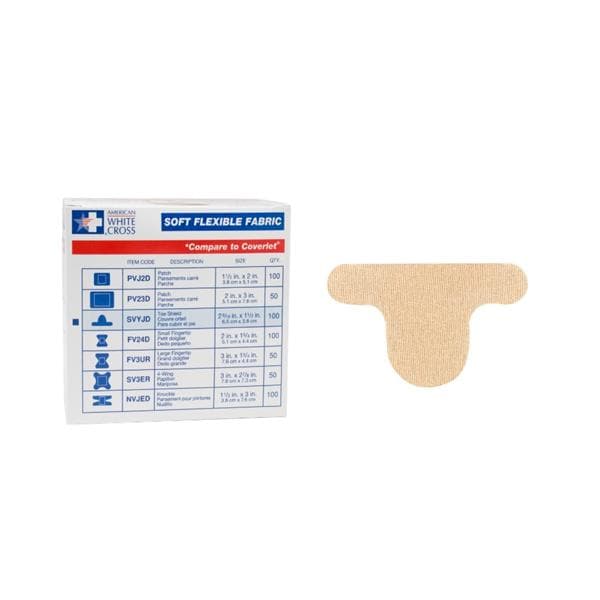 American White Cross Adhesive Bandage Fabric 1-1/2x2-9/16" Tan Sterile 100/Bx