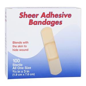 Adhesive Bandage Sheer 3/4x3" Tan Sterile 100/Bx, 36 BX/CA