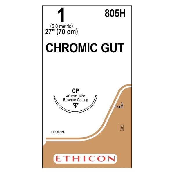 Gut Chromic Suture 1 1x27" Chromic Gut Mnflmnt CP Undyd - Naturally Brn 36/Bx