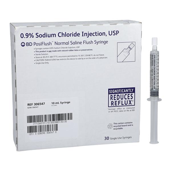 Normal Saline IV Flush Solution 0.9% Posi-flush Prefilled Syringe 10mL 480/Case