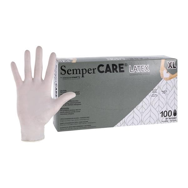 Sempercare Latex Exam Gloves X-Large White Non-Sterile 100/Bx
