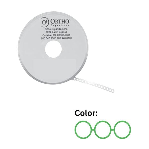 Ortho Organizers Chain Elastic Continuous 15 Feet Latex-Free Neon Green Ea