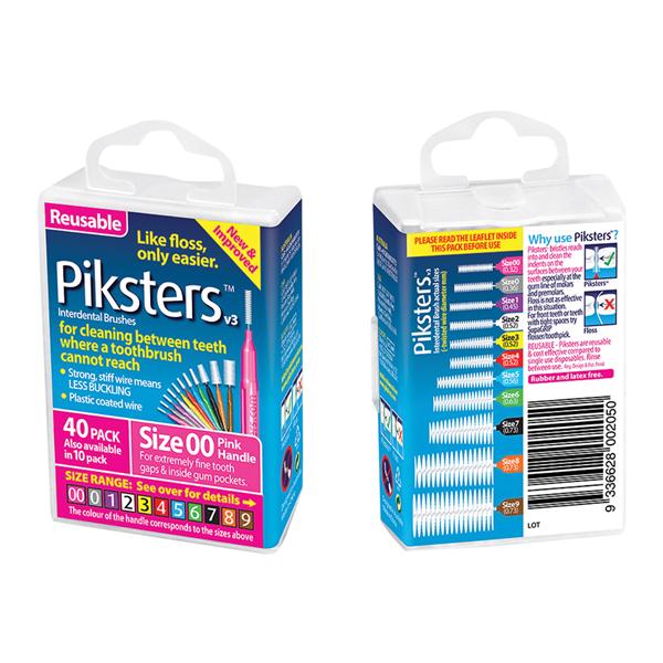Piksters Interdental Brush Size 00 Pink Bulk Pack 40/Bx, 10 BX/CA