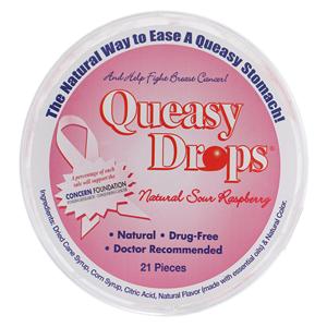 Queasy Drops Anti-Nausea Sour Raspberry 21/Pk, 16 PK/CA