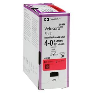 Velosorb Fast Suture 4-0 18" Polyglycolic Acid Braid P-12 Undyed 12/Ca