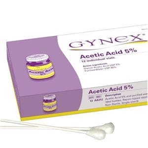 Gynex Acetic Acid Reagent 5% 10mL With 12 Rayon Swabs 12/Bx