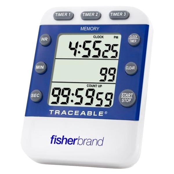 Traceable Three Line Timer 99 Hours, 59 Minutes, 59 Seconds Audible Alarm Ea