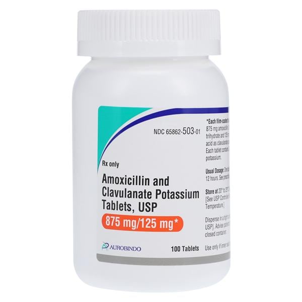 Amoxicillin/Clavulanate Potassium Tablets 875mg/125mg Bottle 100/Bottle