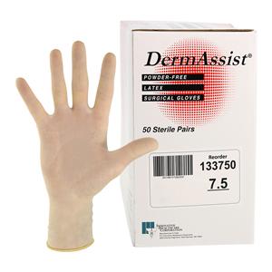 DermAssist Latex Surgical Gloves 7.5 Natural 50/Bx