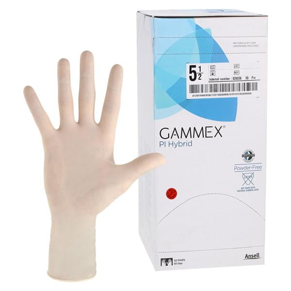 GAMMEX PI Hybrid Polyisoprene / Neoprene Surgical Gloves 5.5 Natural 50Pr/Bx