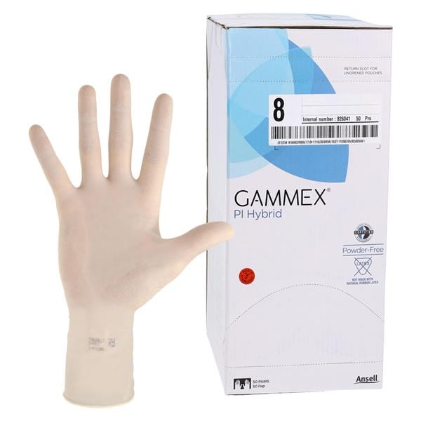 GAMMEX PI Hybrid Polyisoprene / Neoprene Surgical Gloves 8 Natural 50Pr/Bx