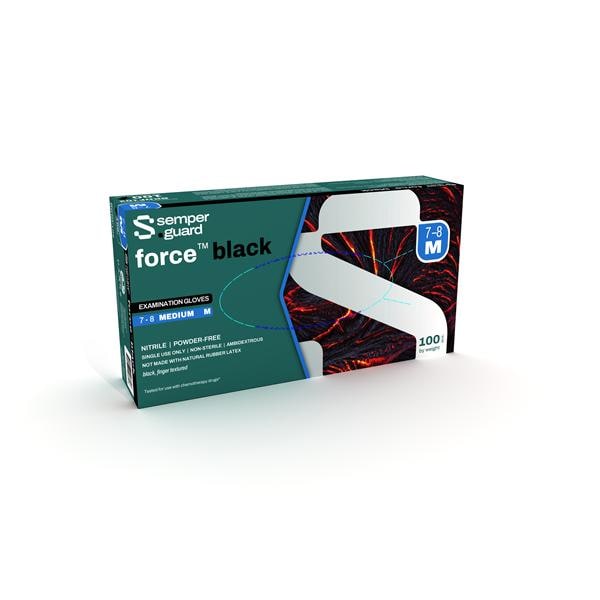 force black Nitrile Exam Gloves Small Black Non-Sterile 100/Bx