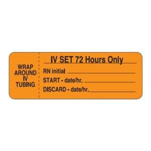 IV Label Wraparound Paper I.V. Set 72 Flrscnt Orng 3x1" 1-1/2" Core 1000/Rl