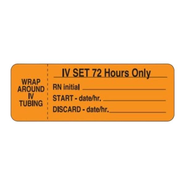IV Label Wraparound Paper I.V. Set 72 Flrscnt Orng 3x1" 1-1/2" Core 1000/Rl