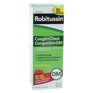 Robitussin DM Adult Cough/Congestion Liquid 200/20mg Bottle 8oz/Ea