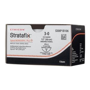 Stratafix Spiral Monocryl Plus Suture 3-0 12" Trclsn, Plglcprn PS2 Undyd 12/Bx