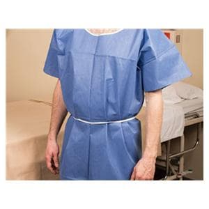 AmpleWear Exam Gown 42 in x 48 in Blue Medium Disposable 50/Ca