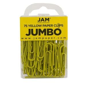 JAM Paper Paper Clips Jumbo 2" 25-Sheet Capacity Yellow 75/Pk