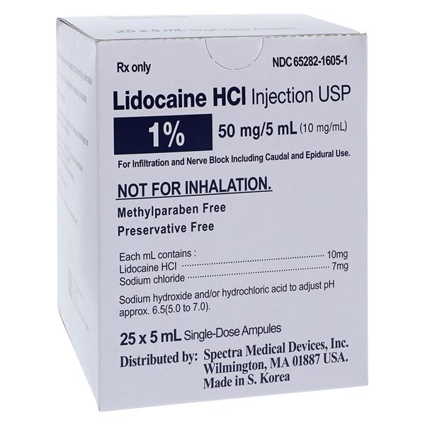 Lidocaine HCl Injection 1% Preservative Free Ampule 5mL 25/Package, 36 BX/CA