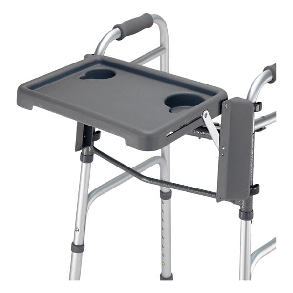 Fold-Up Tray Plastic Gray With 2 Cup Holders Ea