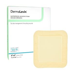 DermaLevin Foam Island Wound Dressing 6x6" Sterile Sq NAdh Adhs Tn Mod Abs LF