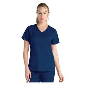 Greys Anatomy Stretch Scrub Top V-Neck 4 Pockets X-Small Indigo Womens Ea