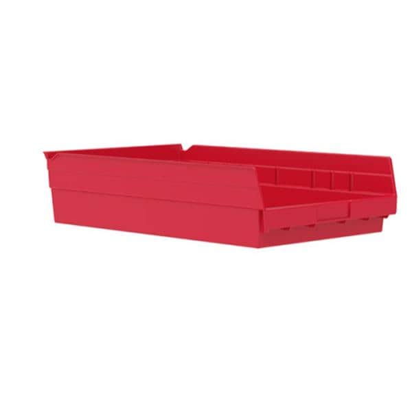 Shelf Bin Red Plastic 17-7/8x11-1/8x4" 12/Ca