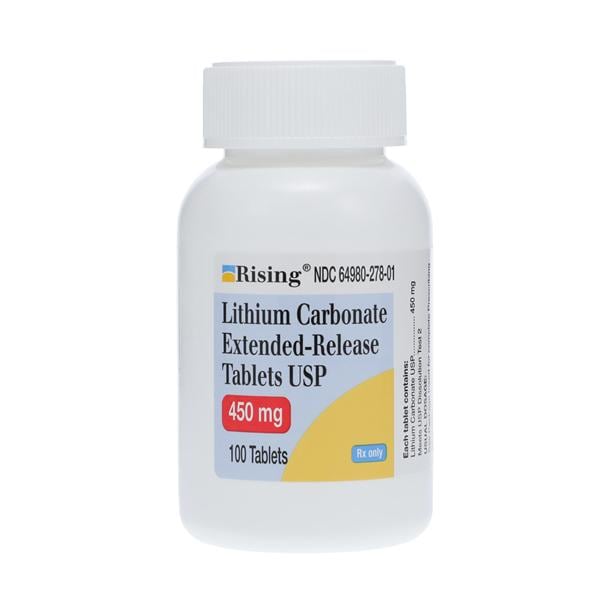 Lithium Carbonate Extended-Release Tablets 450mg Bottle 100/Bottle Each