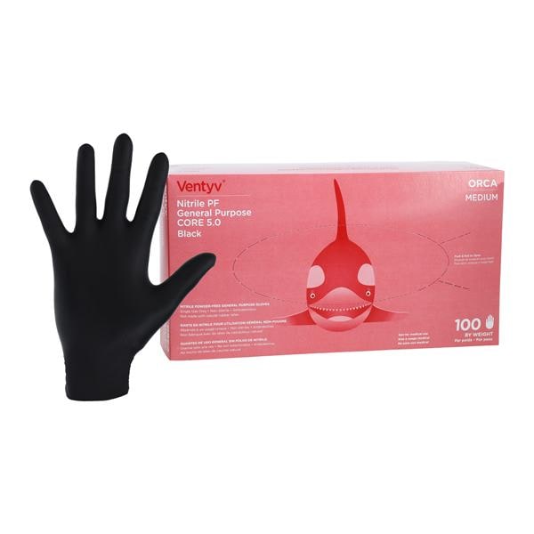 Orca Nitrile General Purpose Gloves Medium Black 100/Bx