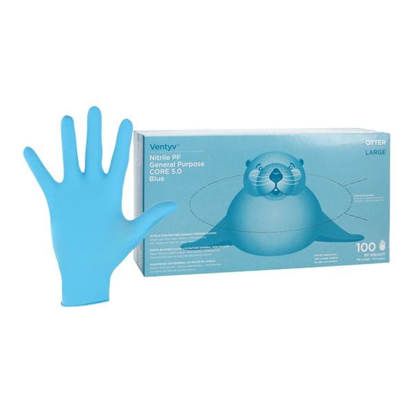 Otter Nitrile General Purpose Gloves Large Blue 100/Bx