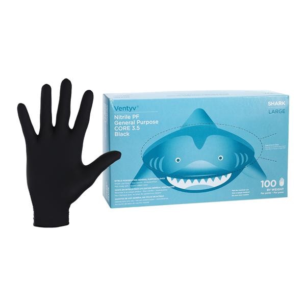 Shark Nitrile General Purpose Gloves Large Black 100/Bx