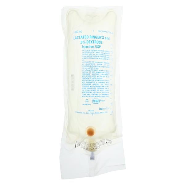 Lactated Ringers Solution Dextrose 5%/Lactated Ringers 1000mL Bag Ea, 12 EA/CA