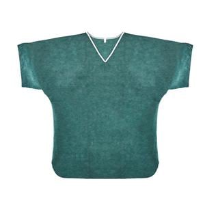 Patient Scrub Shirt Linen Like Non Woven Material 2X Large Dark Green 30/Ca