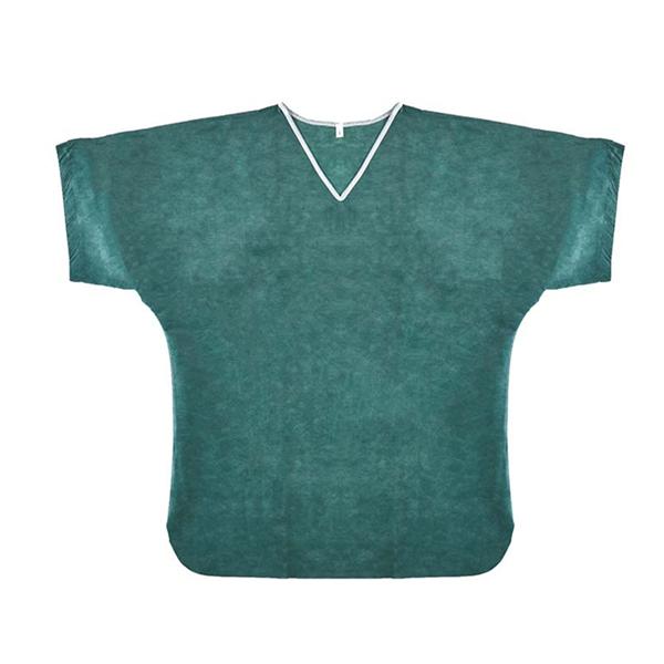 Patient Scrub Shirt Linen Like Non Woven Material 2X Large Dark Green 30/Ca